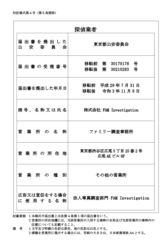探偵業標識拡大図