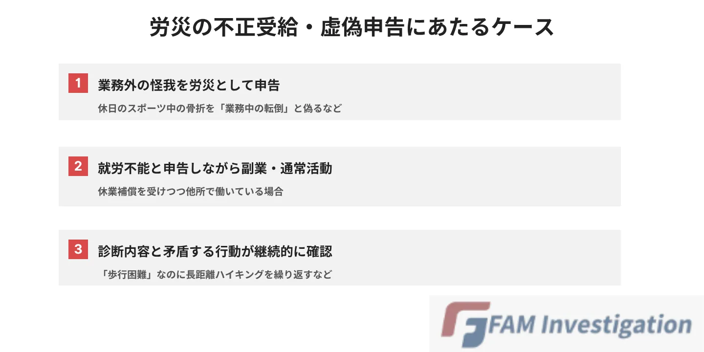 労災の不正受給・虚偽申告にあたるケース