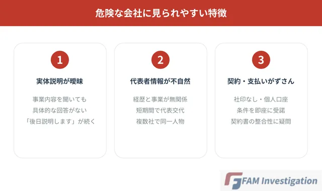 危険な会社に見られやすい特徴